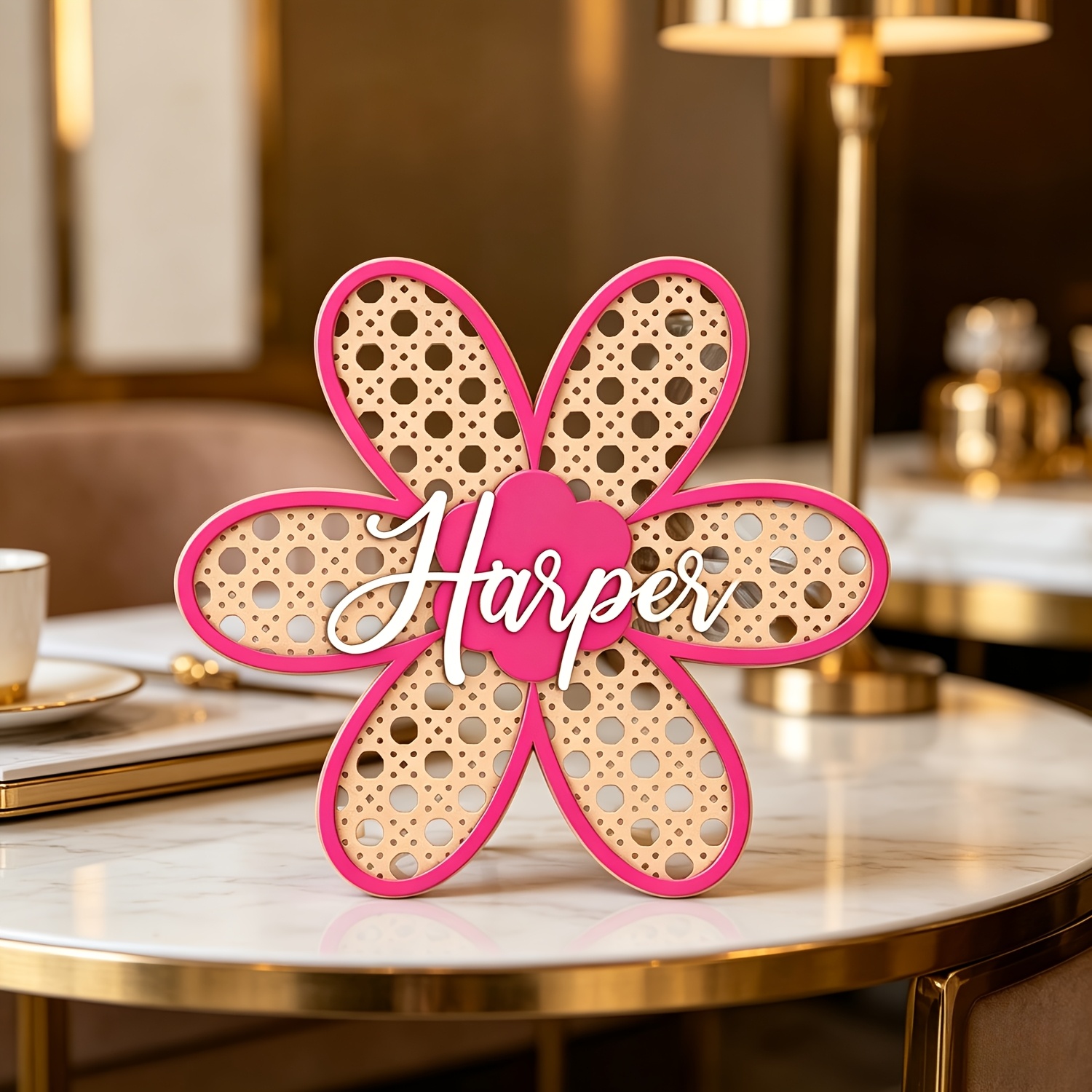 Baby Nursery Name Sign - Targa Personalizzata Boho in Rattan con