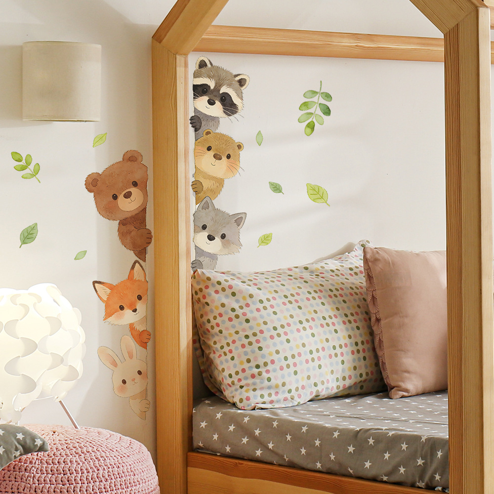 Baby Nursery Wallpaper Girl - Adesivi Murali di Animali della Foresta