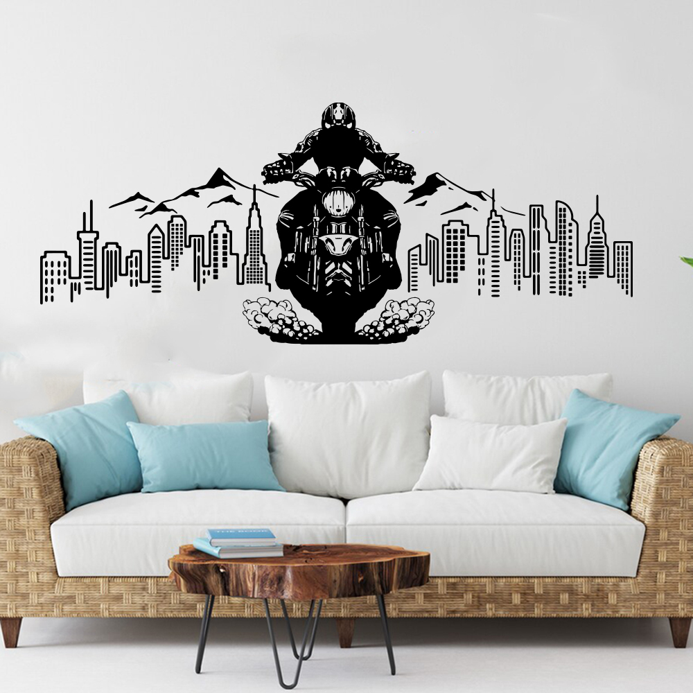 Baby Nursery Wall Mural - City Skyline Moto Avventura Adesivo da