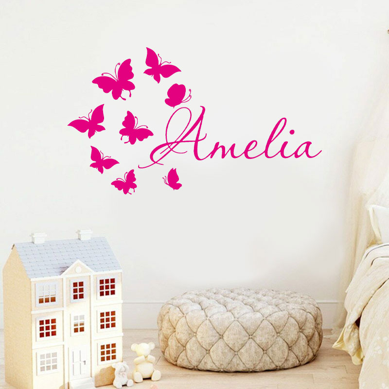Baby Nursery Wallpaper Girl - Nome personalizzato delle ragazze Adesivo da
