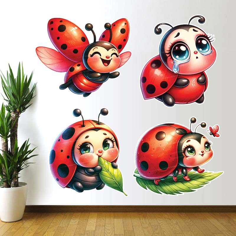 Baby Nursery Wall Mural - Simpatico cartone animato coccinella adesivi murali