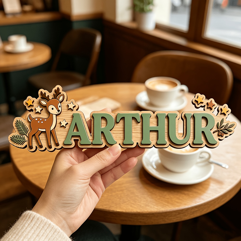 Baby Nursery Name Sign - Targa in Legno Personalizzata con Cervo