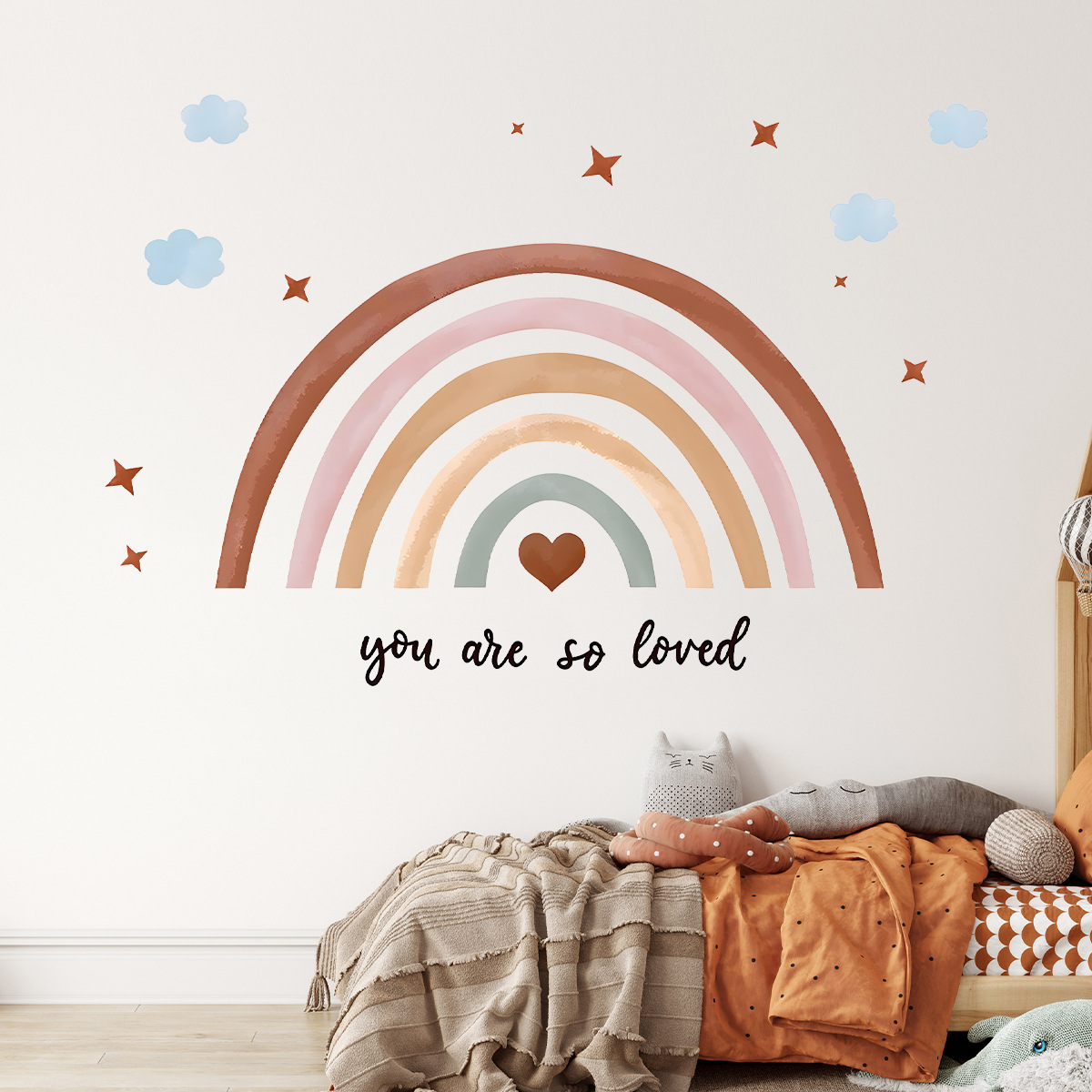 Baby Nursery Wallpaper Girl - Adesivo da parete Boho Rainbow Carta