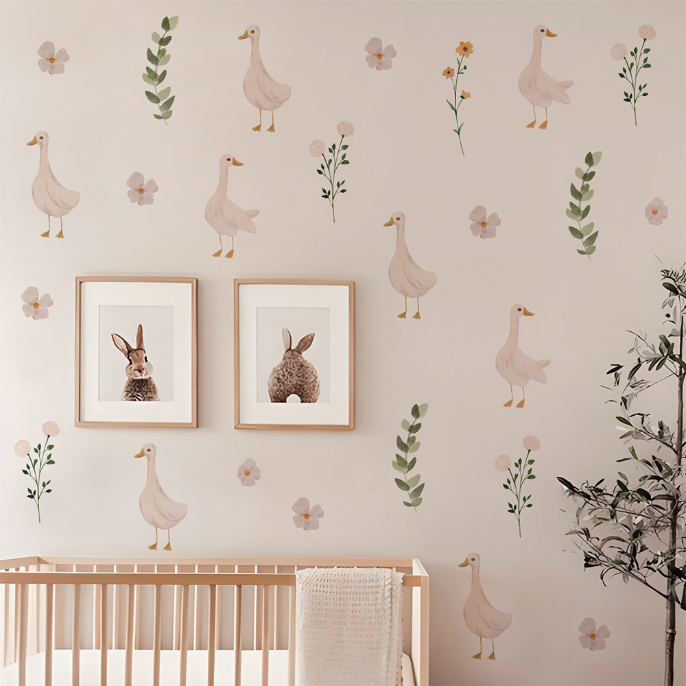 Baby Nursery Wall Mural - Simpatici oche Flora Set di adesivi