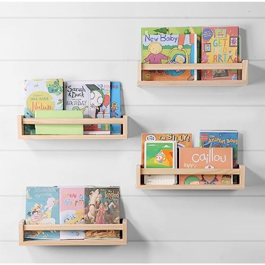 Baby Nursery Books - Set di 4 Mensole per Cameretta,
