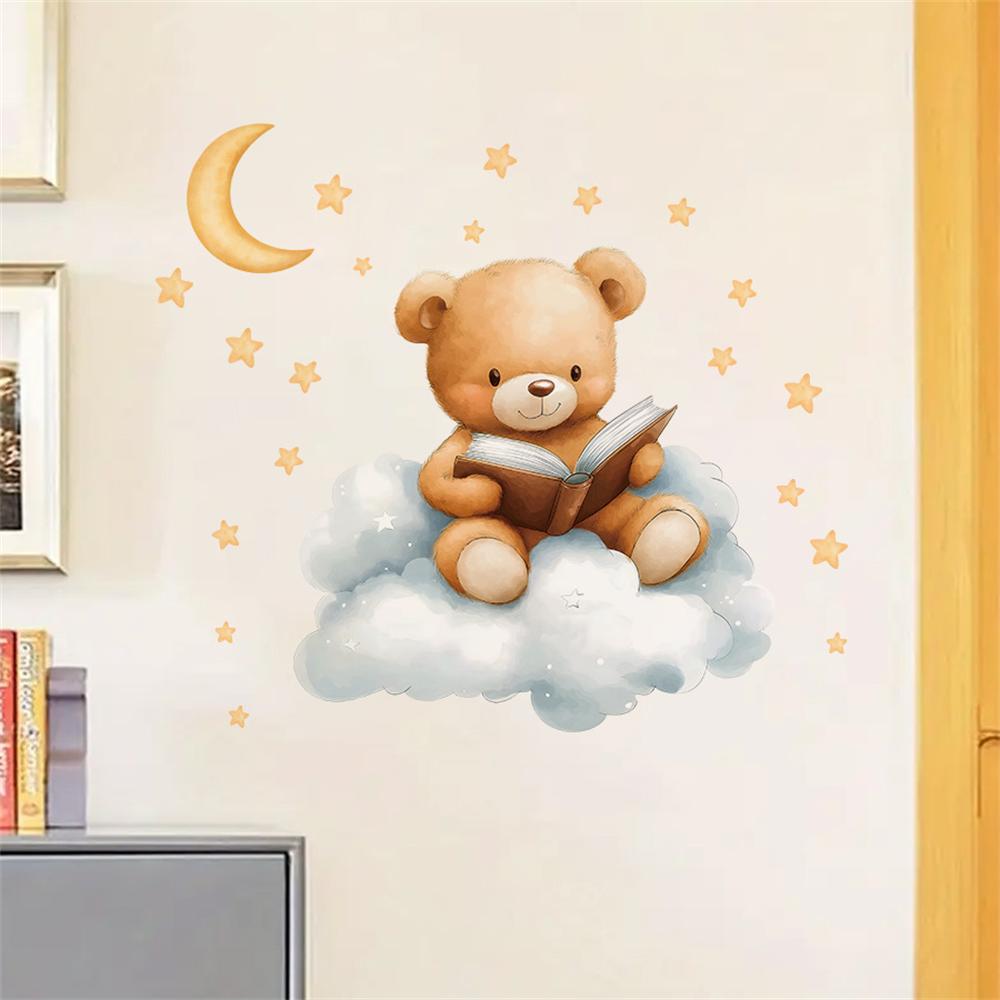 Adesivi Murali con Orso, Luna  - Baby Nursery Wallpaper Girl recensione e prezzo