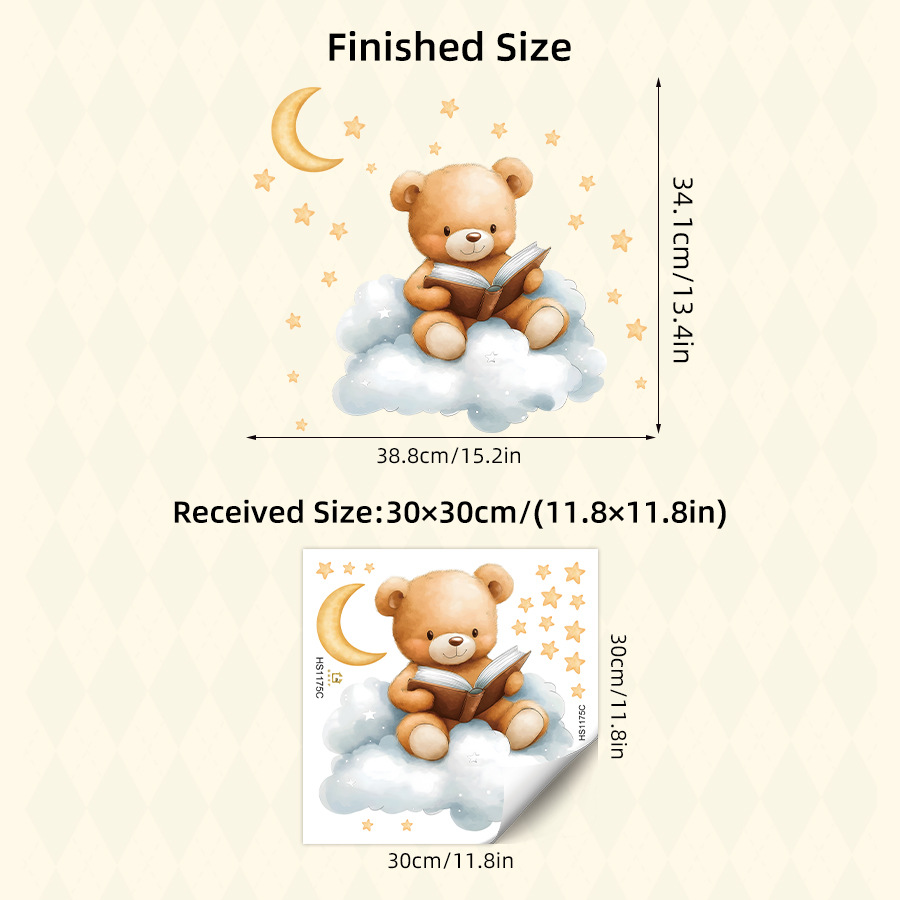 Adesivi Murali con Orso, Luna  - Baby Nursery Wallpaper Girl recensione e prezzo
