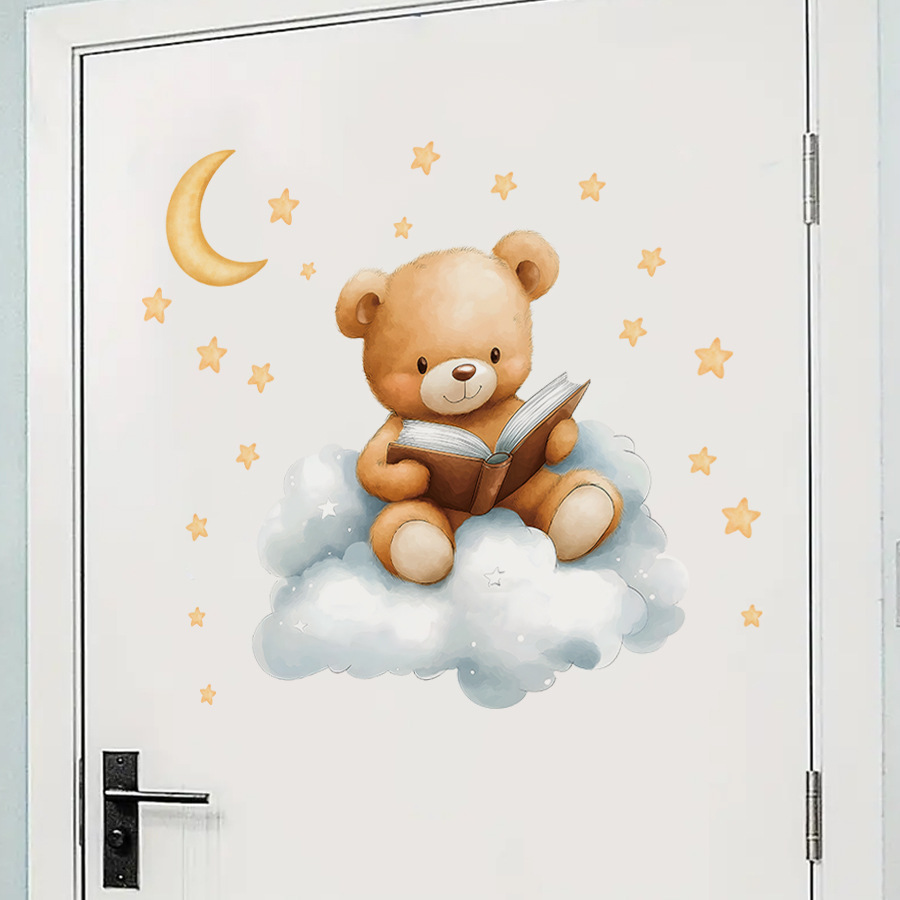 Adesivi Murali con Orso, Luna  - Baby Nursery Wallpaper Girl recensione e prezzo