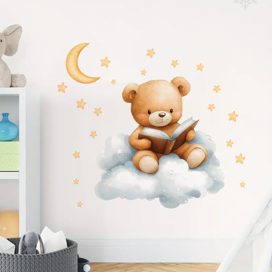 Adesivi Murali con Orso, Luna  - Baby Nursery Wallpaper Girl recensione e prezzo