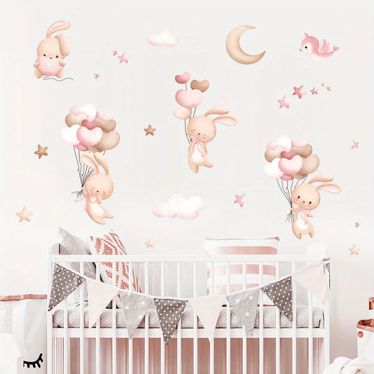 Simpatico coniglio palloncino  - Baby Nursery Wallpaper Girl recensione e prezzo