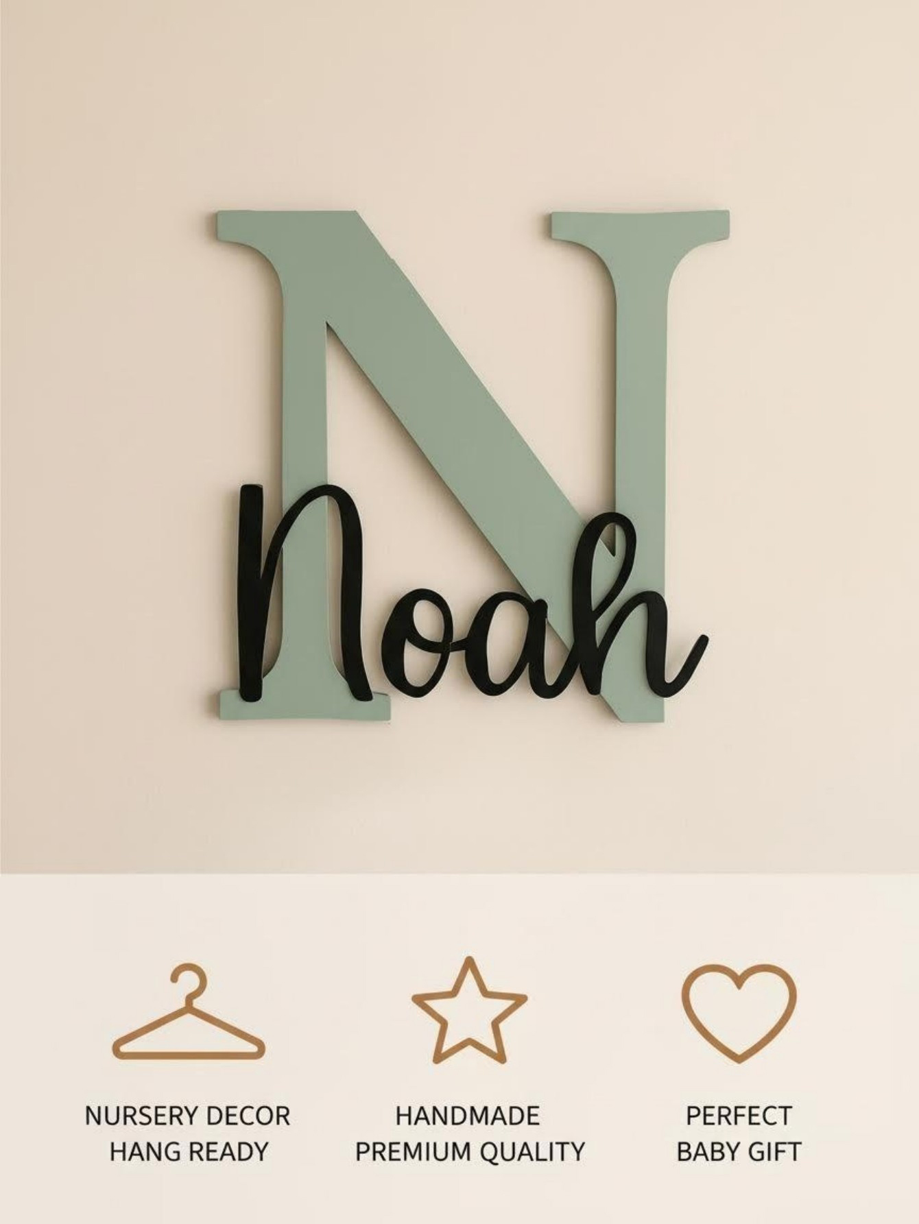Insegna in Legno a Forma di Nu - Baby Nursery Name Sign recensione e prezzo
