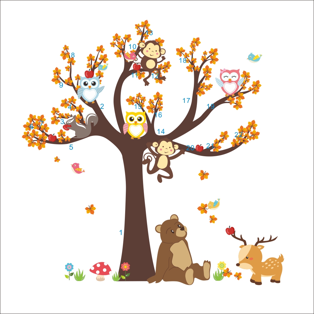 Gufo scimmia animali albero ca - Baby Nursery Wall Mural recensione e prezzo