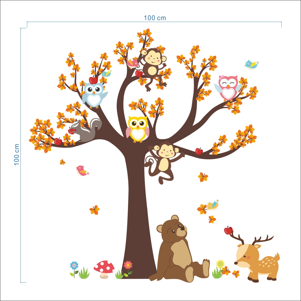 Gufo scimmia animali albero ca - Baby Nursery Wall Mural recensione e prezzo