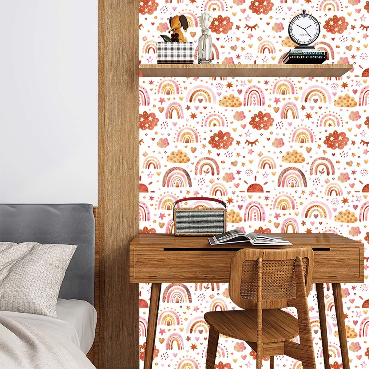 Carta da parati arcobaleno sta - Baby Nursery Wallpaper Girl recensione e prezzo