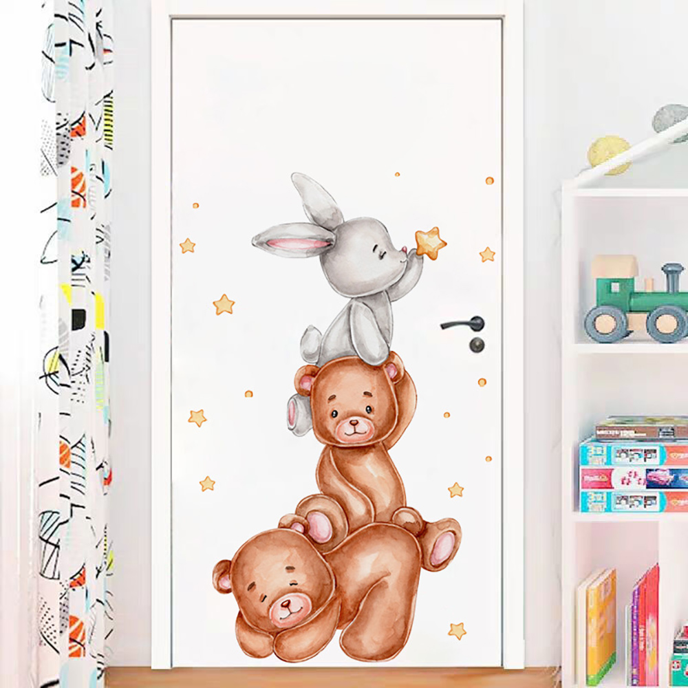 Cute Bunny Bear Star Wall Stic - Baby Nursery Wallpaper Girl recensione e prezzo