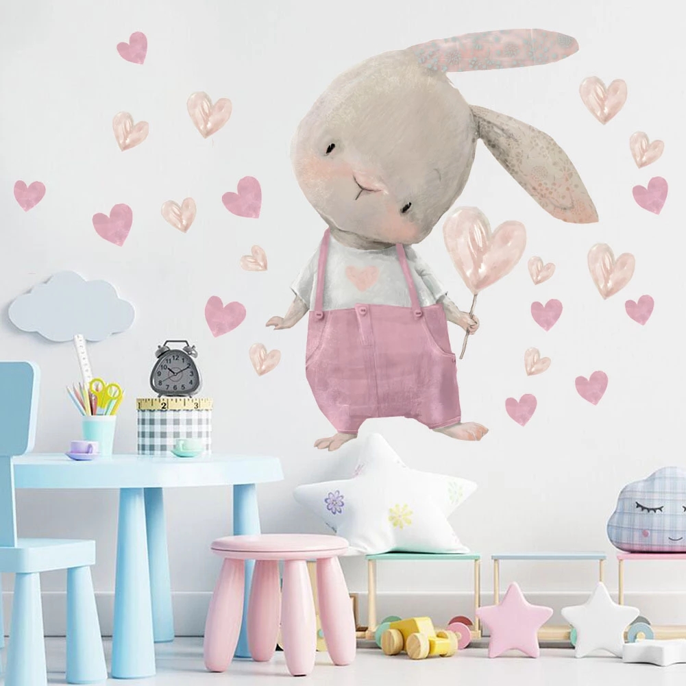 Cute Bunny Bear Star Wall Stic - Baby Nursery Wallpaper Girl recensione e prezzo