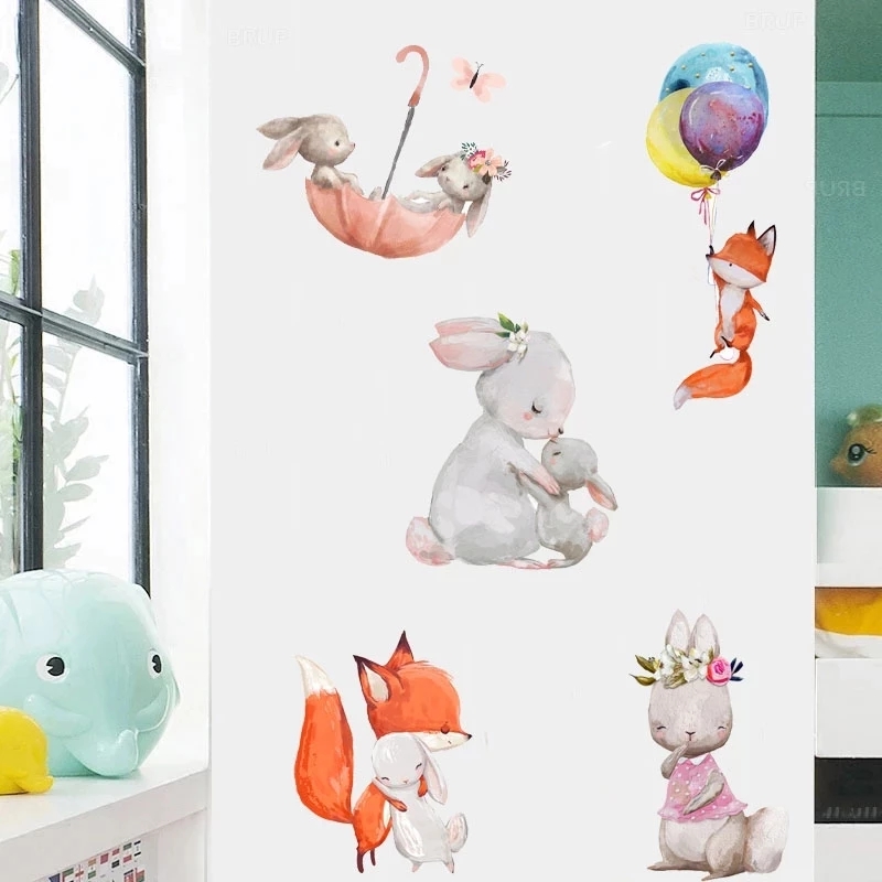 Cute Bunny Bear Star Wall Stic - Baby Nursery Wallpaper Girl recensione e prezzo