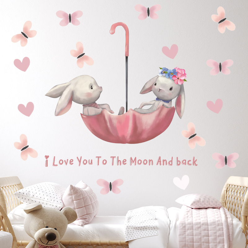 Cute Bunny Bear Star Wall Stic - Baby Nursery Wallpaper Girl recensione e prezzo